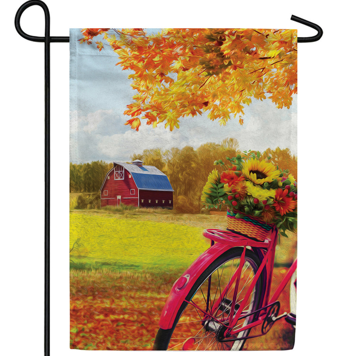 Fall Country Bike Ride Double Sided Garden Flag