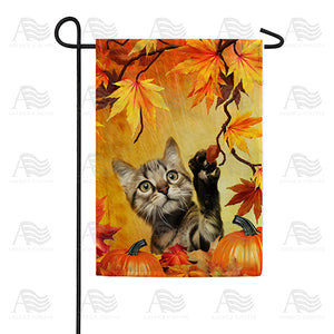 Curious Fall Kitten Double Sided Garden Flag