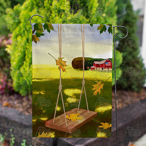 Country Swinging In Fall Double Sided Garden Flag
