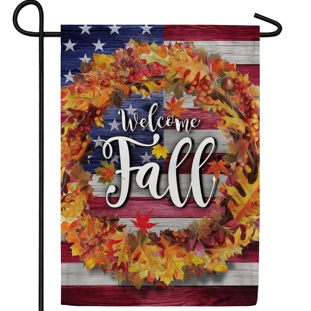 Patriotic Fall Welcome Double Sided Garden Flag