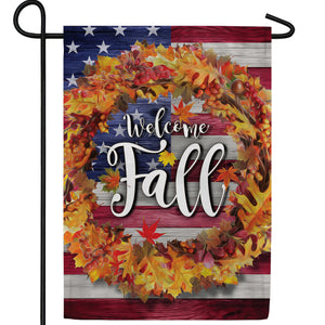 Patriotic Fall Welcome Double Sided Garden Flag