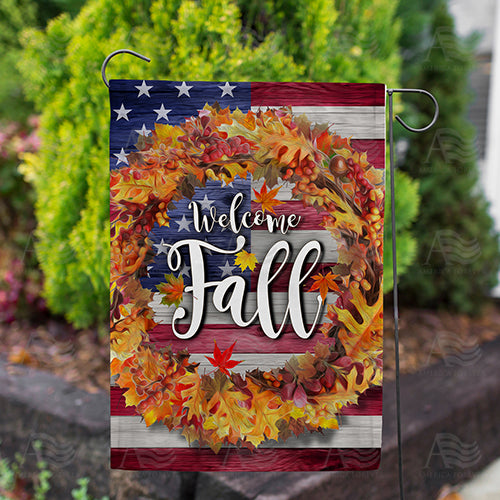 Patriotic Fall Welcome Double Sided Garden Flag