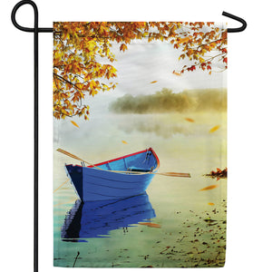 Fall Morning At Lake Double Sided Garden Flag