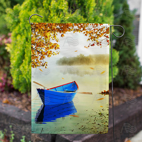 Fall Morning At Lake Double Sided Garden Flag