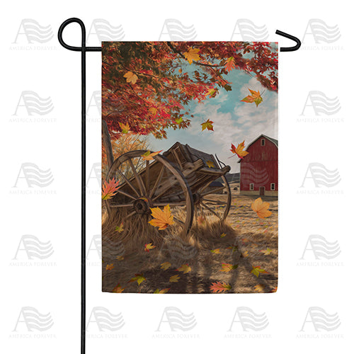Old Wooden Farm Cart Double Sided Garden Flag