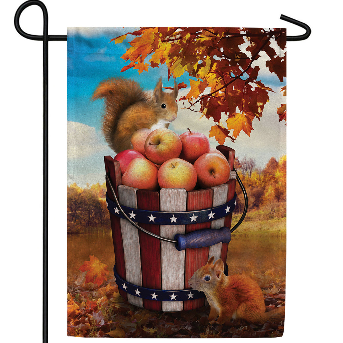 Fall Squirrels With Apple Bounty Double Sided Garden Flag