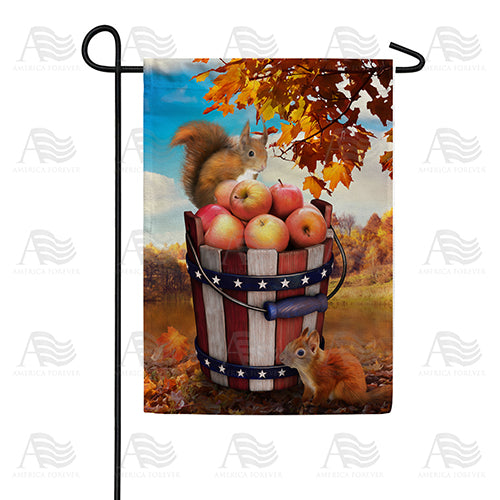 Fall Squirrels With Apple Bounty Double Sided Garden Flag