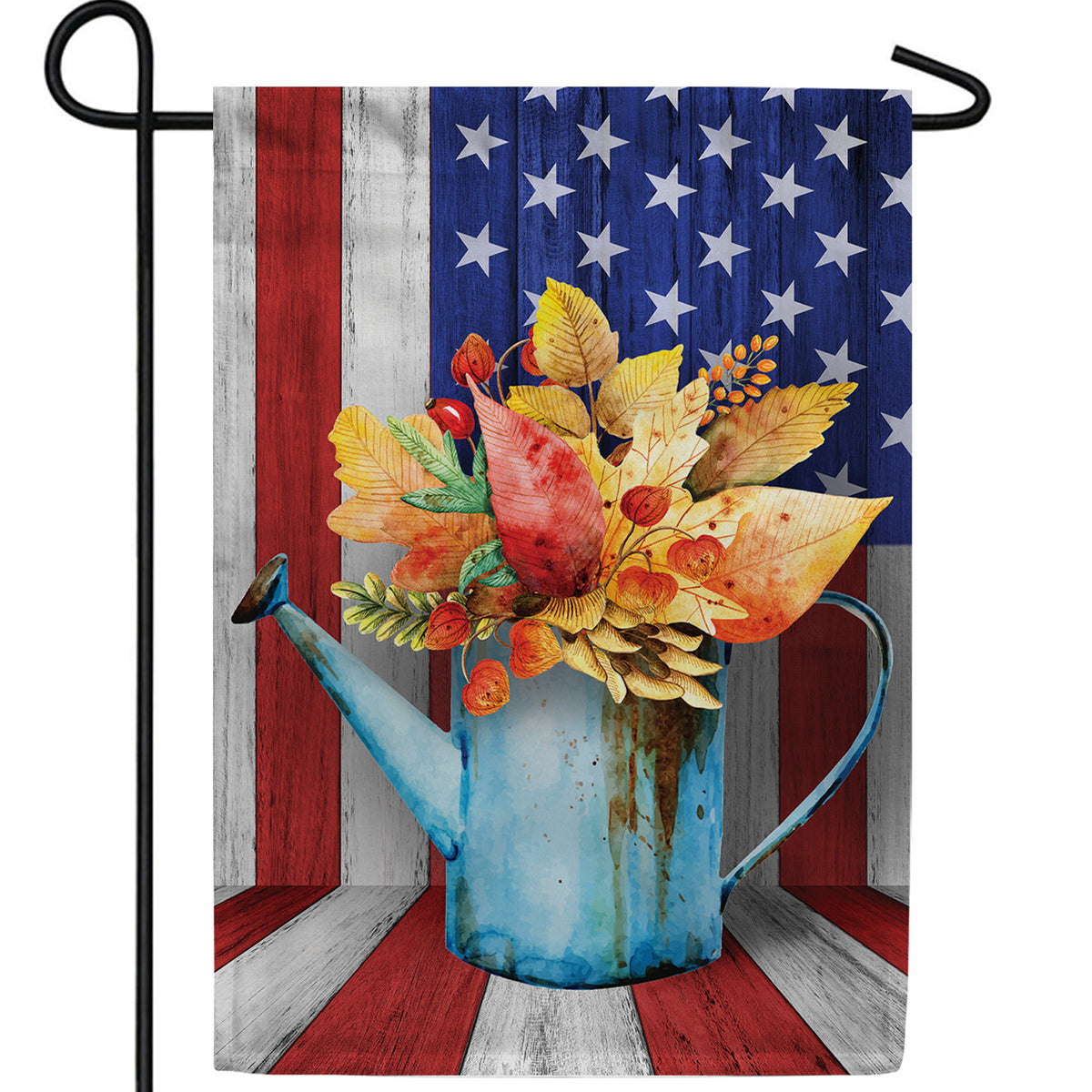 Old Fall Watering Can Double Sided Garden Flag