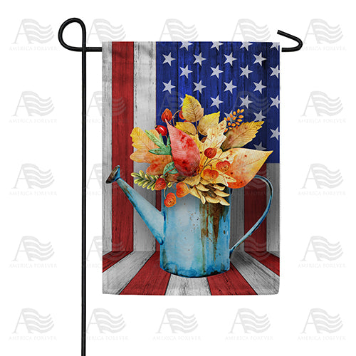 Old Fall Watering Can Double Sided Garden Flag