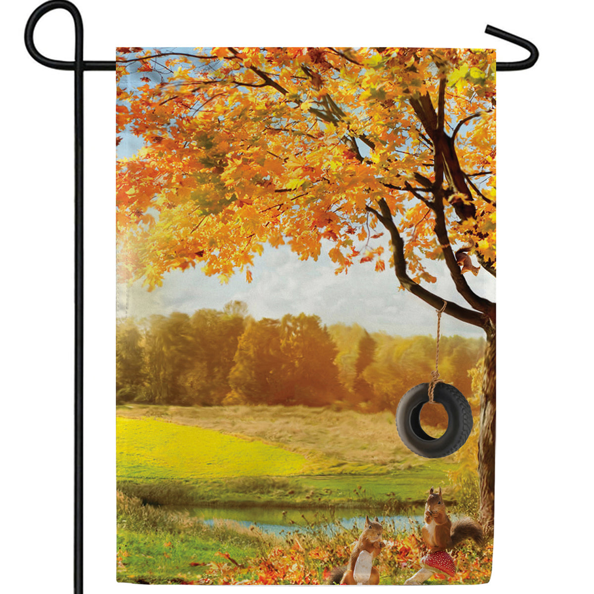 Fall Squirrel Playground Double Sided Garden Flag
