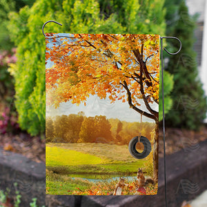 Fall Squirrel Playground Double Sided Garden Flag