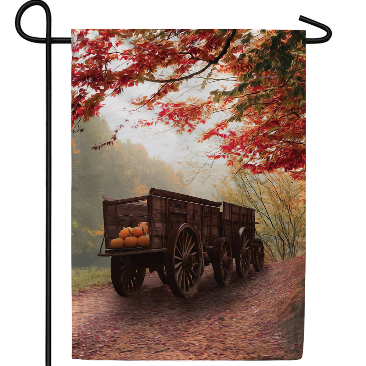 Old Pumpkin Wagon Double Sided Garden Flag