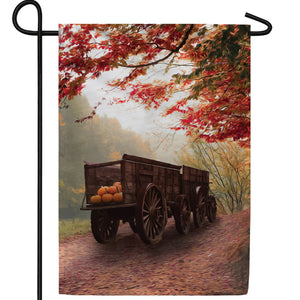 Old Pumpkin Wagon Double Sided Garden Flag