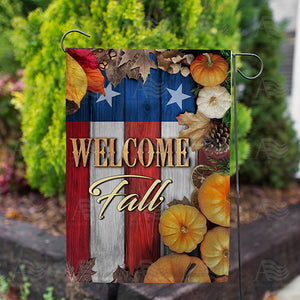 Stars And Stripes Fall Welcome Double Sided Garden Flag