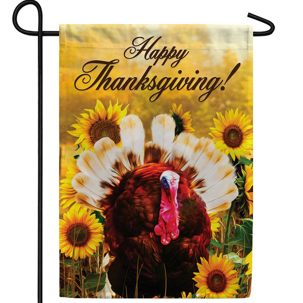 Turkey In Sunflowers Double Sided Garden Flag