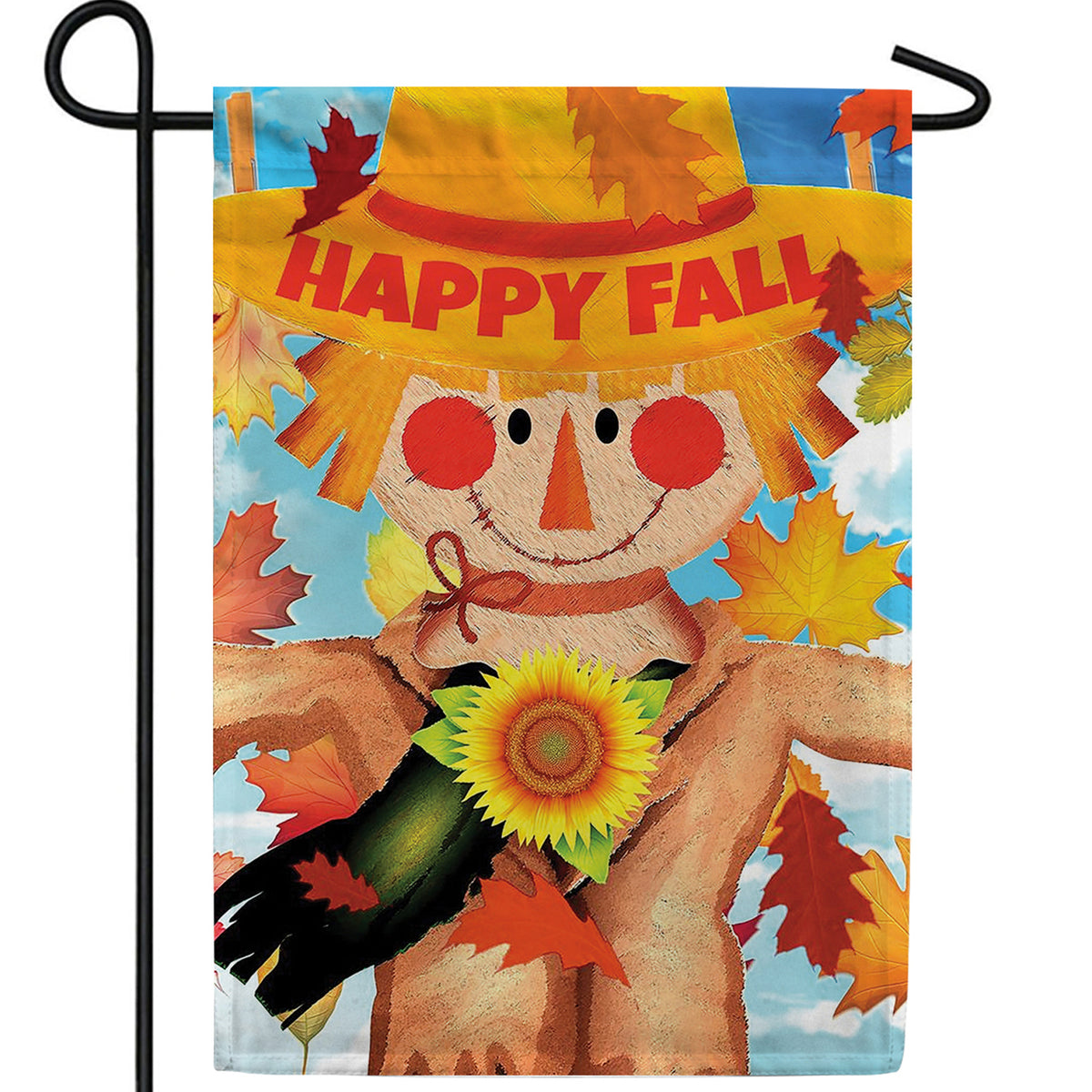 Happy Fall Smiling Scarecrow Double Sided Garden Flag