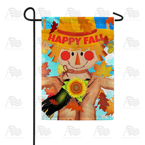 Happy Fall Smiling Scarecrow Double Sided Garden Flag