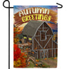 Rustic Autumn Barn Double Sided Garden Flag