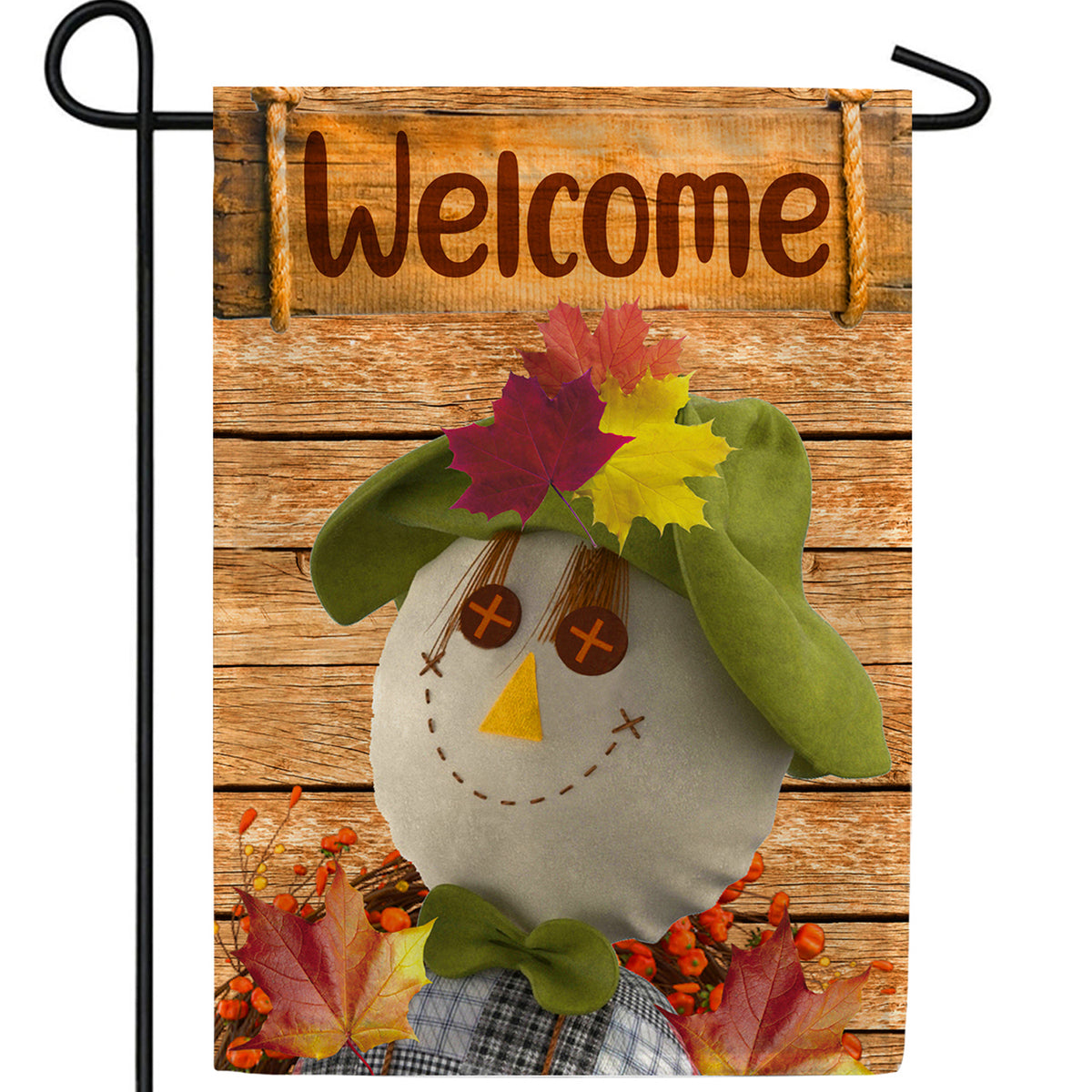Friendly Scarecrow Welcome Double Sided Garden Flag