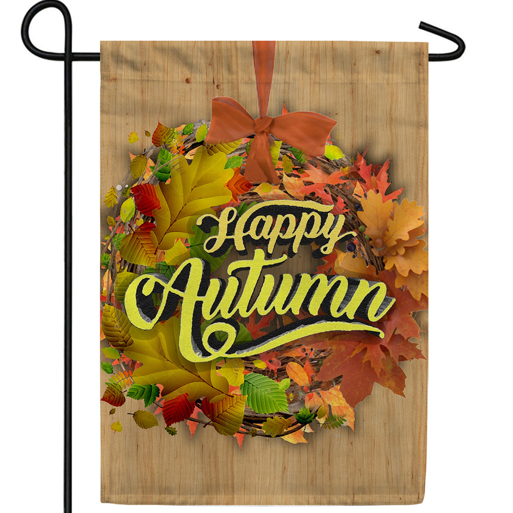 Happy Autumn Wreath Double Sided Garden Flag