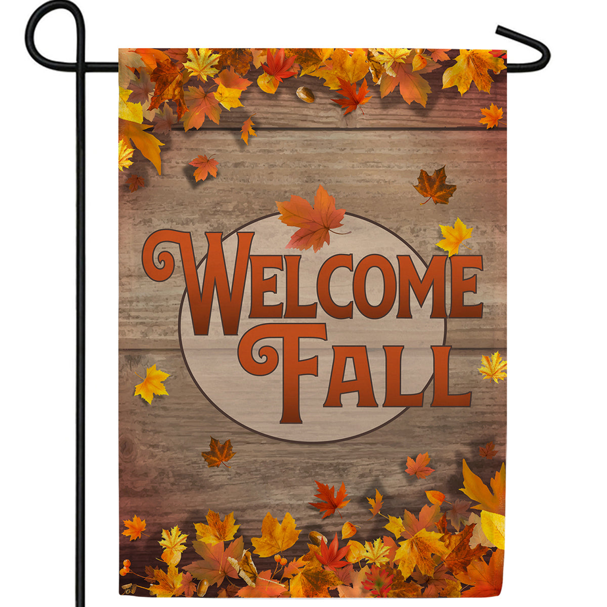 Welcome Fall Wood Panel Double Sided Garden Flag