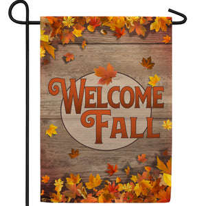 Welcome Fall Wood Panel Double Sided Garden Flag
