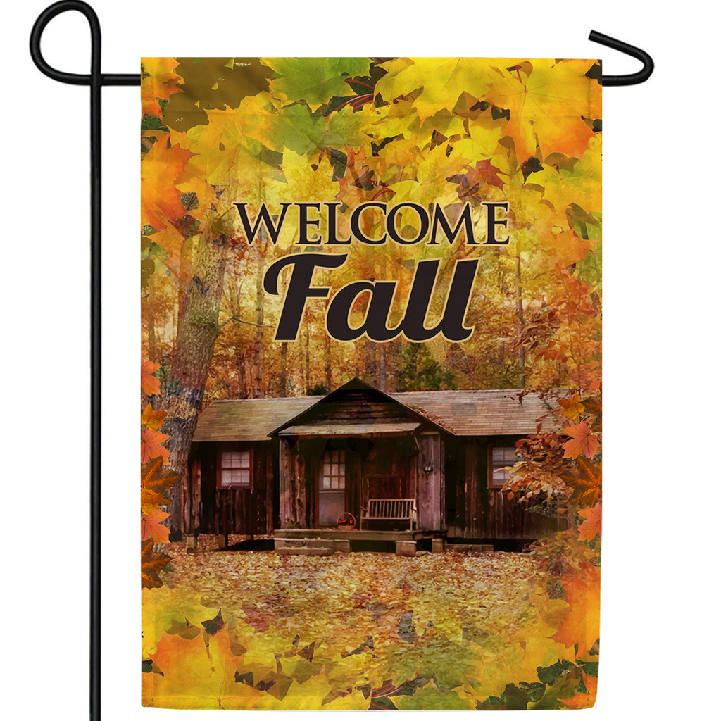 Fall Cabin Seclusion Double Sided Garden Flag