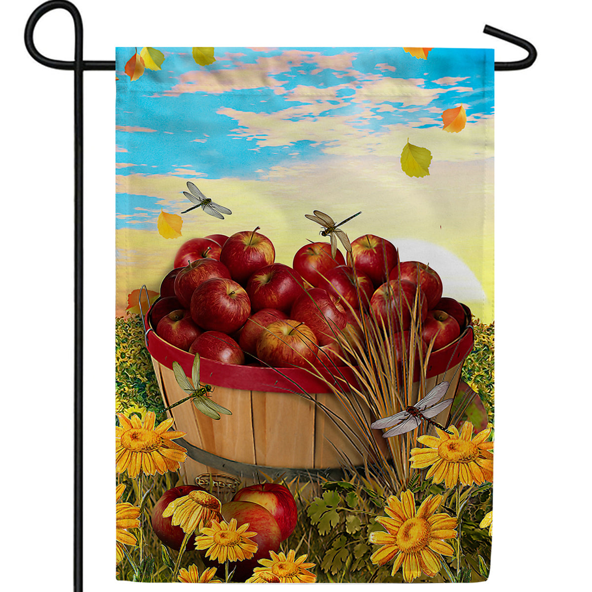 Apples And Dragonflies Double Sided Garden Flag
