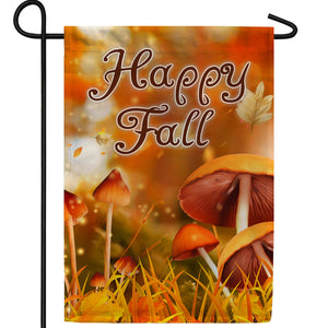 Happy Fall Mushrooms Double Sided Garden Flag