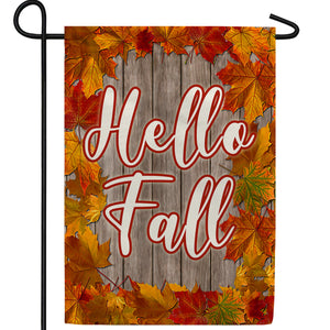 Hello Fall Leaf Border Double Sided Garden Flag