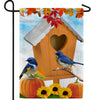 Autumn Birdhouse Bluebirds Double Sided Garden Flag