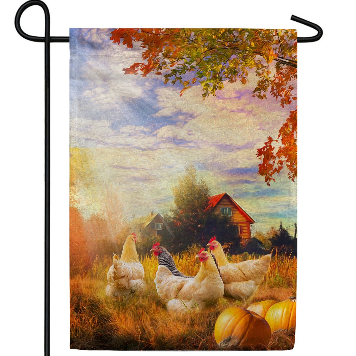 Chickens Forage For Insects Double Sided Garden Flag