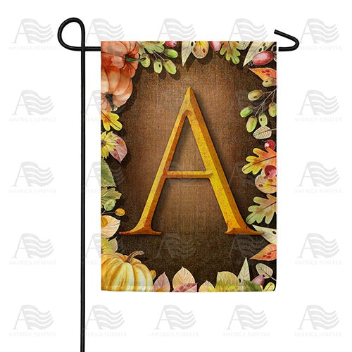 Pumpkins & Leaves Monogram Double Sided Garden Flag