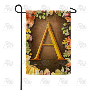 Pumpkins & Leaves Monogram Double Sided Garden Flag