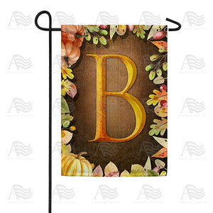 Pumpkins & Leaves Monogram Double Sided Garden Flag