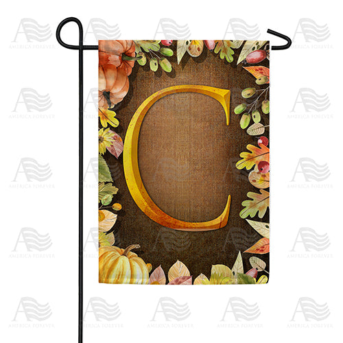 Pumpkins & Leaves Monogram Double Sided Garden Flag