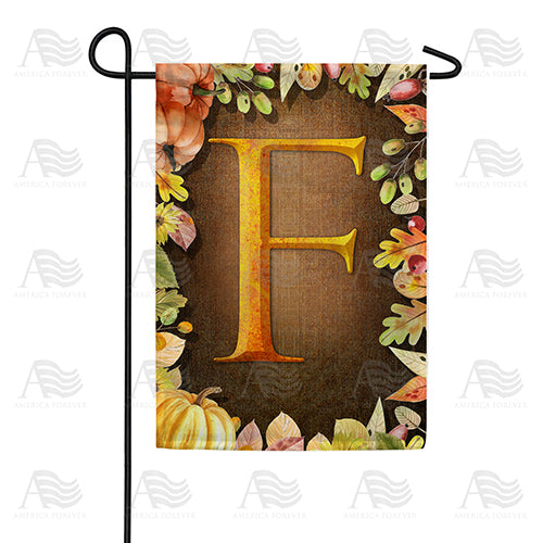 Pumpkins & Leaves Monogram Double Sided Garden Flag