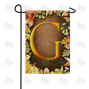 Pumpkins & Leaves Monogram Double Sided Garden Flag