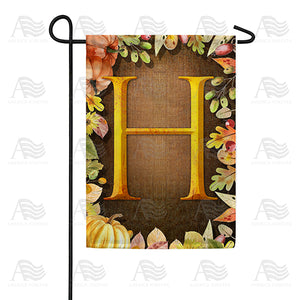 Pumpkins & Leaves Monogram Double Sided Garden Flag