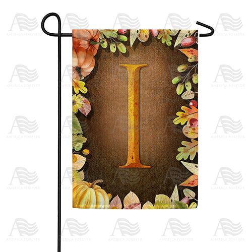 Pumpkins & Leaves Monogram Double Sided Garden Flag