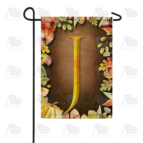 Pumpkins & Leaves Monogram Double Sided Garden Flag
