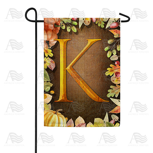 Pumpkins & Leaves Monogram Double Sided Garden Flag