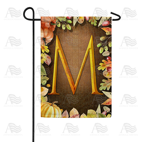 Pumpkins & Leaves Monogram Double Sided Garden Flag