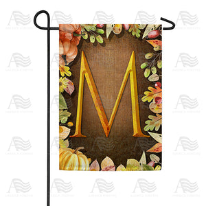 Pumpkins & Leaves Monogram Double Sided Garden Flag