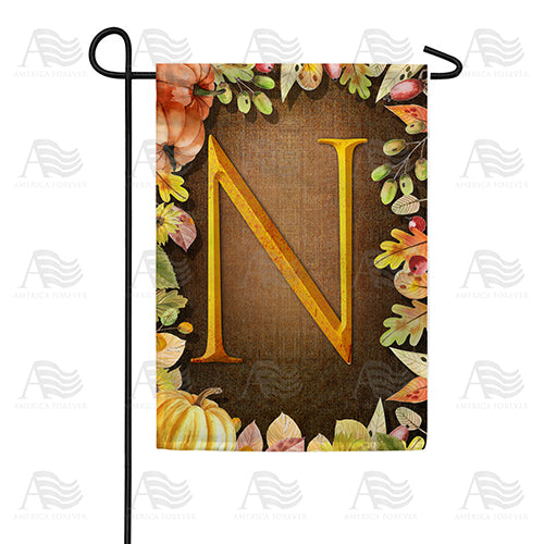 Pumpkins & Leaves Monogram Double Sided Garden Flag
