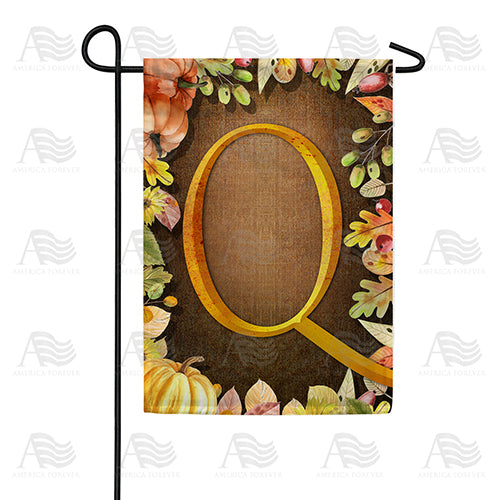 Pumpkins & Leaves Monogram Double Sided Garden Flag