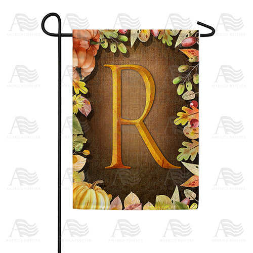 Pumpkins & Leaves Monogram Double Sided Garden Flag