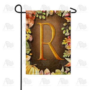Pumpkins & Leaves Monogram Double Sided Garden Flag