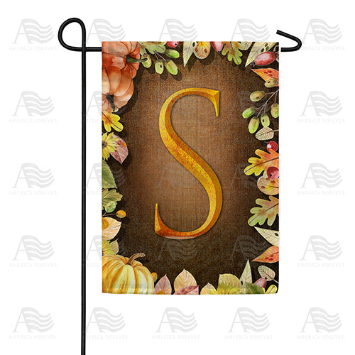 Pumpkins & Leaves Monogram Double Sided Garden Flag