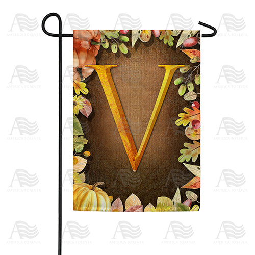Pumpkins & Leaves Monogram Double Sided Garden Flag